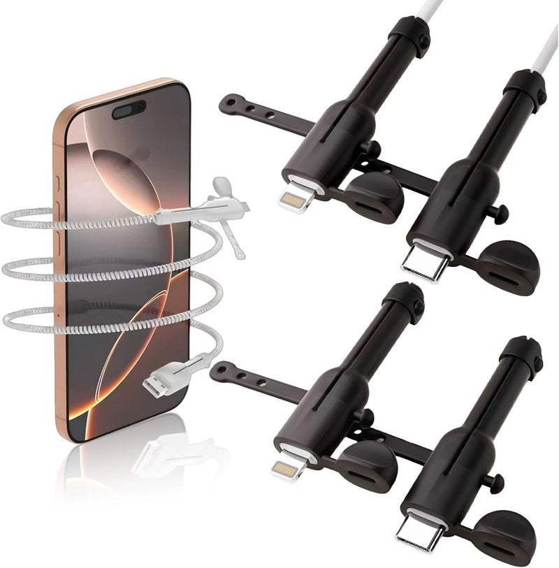 Rookii 2Pcs Data Cable Protector,Silicone Cord Saver Dustproof Storage Data Cable Winder 3 in 1 Anti-Break Protective Cover Compatible for iPhone,Android,Type-c Charger (ihpone-Android Black) - Image 1